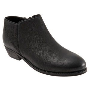 6W 6 W WIDE WIDTH SoftWalk‎ Womens Rocklin Black Leather Ankle Boots Booties NEW